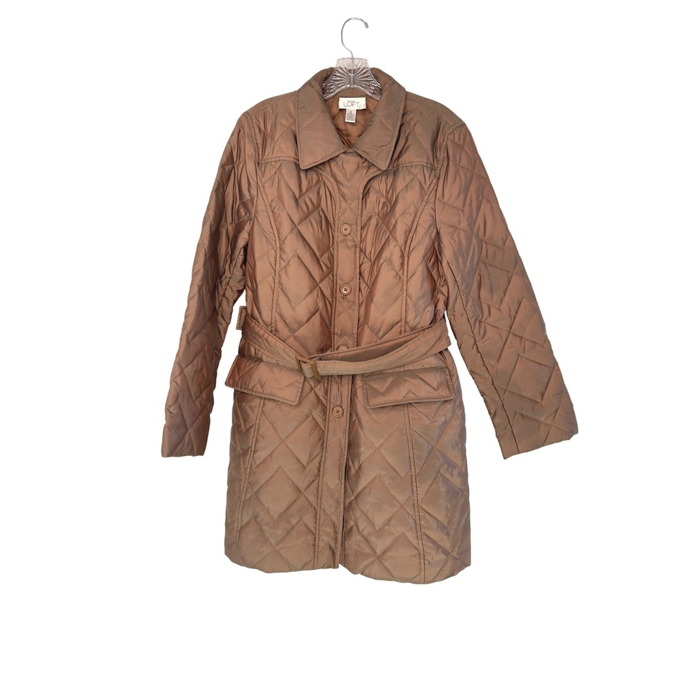 Loft Bronze Quilted Belt Trench Coat Women's Gorpcore Mature Nylon Blend Medium